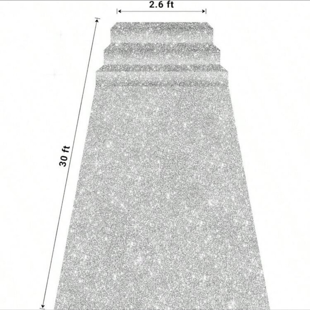Silver Glitter Aisle Runner for Parties